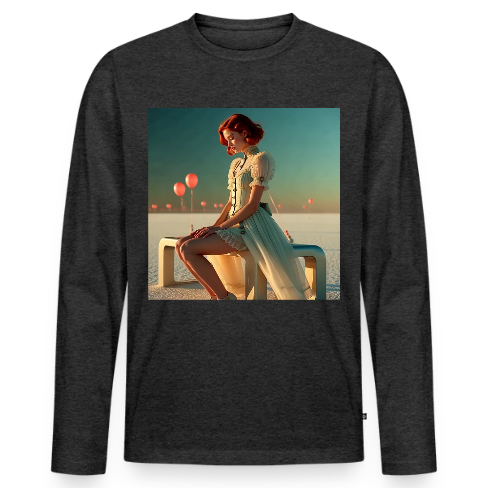 Leise Gedanken bei lauter Farben | Männer Premium Bio Langarmshirt - Anthrazit meliert