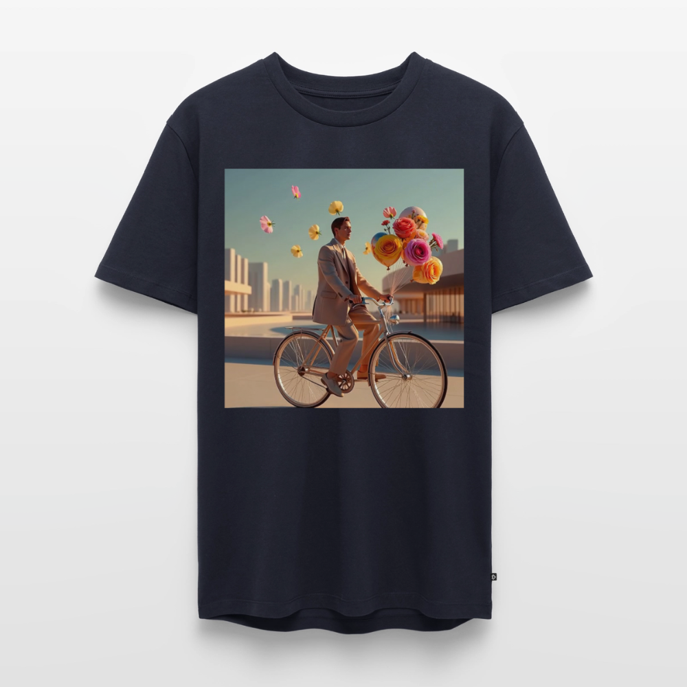 Fahrt ins Ungewisse (mit Blumen) | Männer Premium T-Shirt - Navy