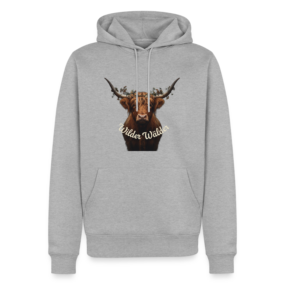 Wilder Wälder – Schwarzwald Highland Rind | Männer Premium Hoodie - Grau meliert