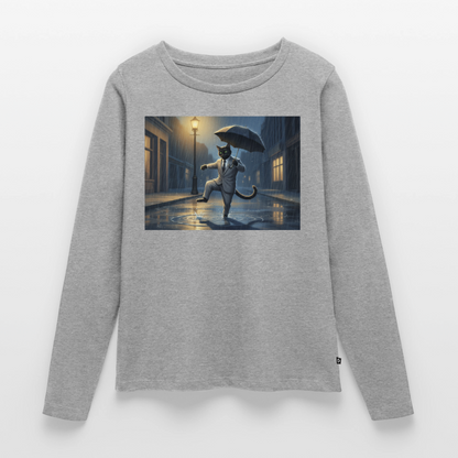 Krümel tanzt im Regen | Frauen Premium Bio Langarmshirt - Grau meliert