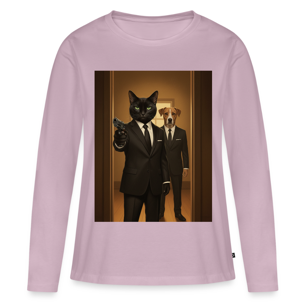 Krümel – Say Meow Again | Frauen Premium Bio Langarmshirt - Altrosa