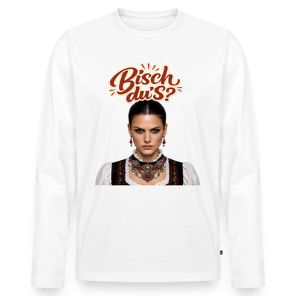 Schwarzwaldstolz – Sie weiß, wer sie isch | Männer Premium Bio Langarmshirt - Weiß