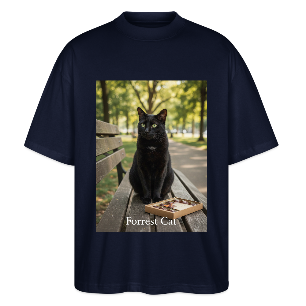 Forrest Cat – Krümel wartet | Stanley/Stella Oversized Unisex Bio T-Shirt Blaster - Navy