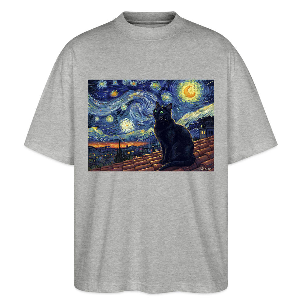Sternennacht… aber die Katze denkt nach | Stanley/Stella Oversized Unisex Bio T-Shirt Blaster - Grau meliert