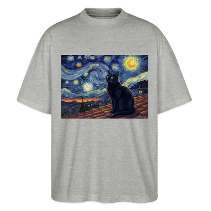 Sternennacht… aber die Katze denkt nach | Stanley/Stella Oversized Unisex Bio T-Shirt Blaster - Grau meliert