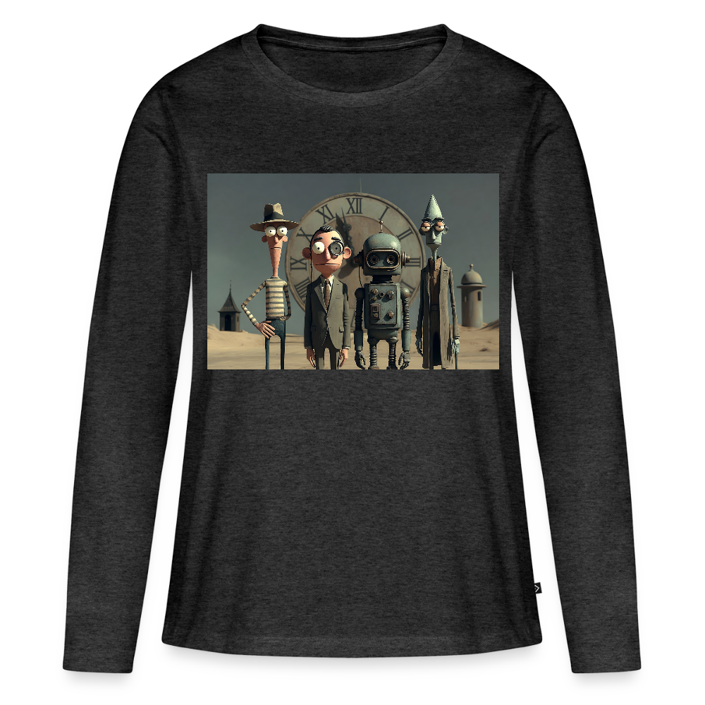 Pünktlich zu spät – Die seltsame Gesellschaft | Frauen Premium Bio Langarmshirt - Anthrazit meliert