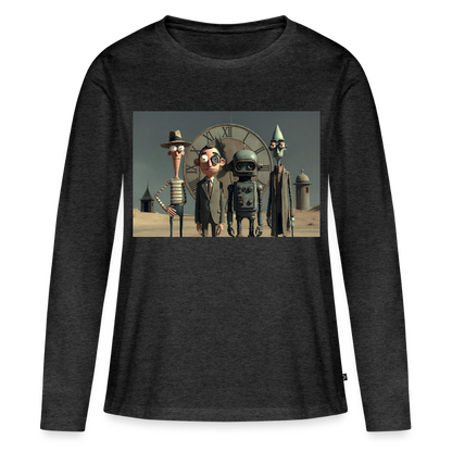 Pünktlich zu spät – Die seltsame Gesellschaft | Frauen Premium Bio Langarmshirt - Anthrazit meliert
