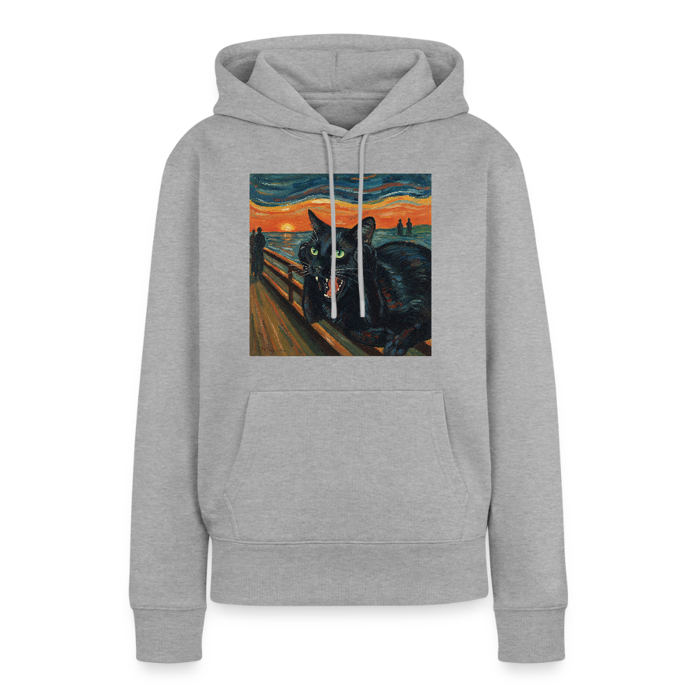 Der Schrei… aber die Katze hat’s zuerst gemerkt | Frauen Premium Hoodie - Grau meliert