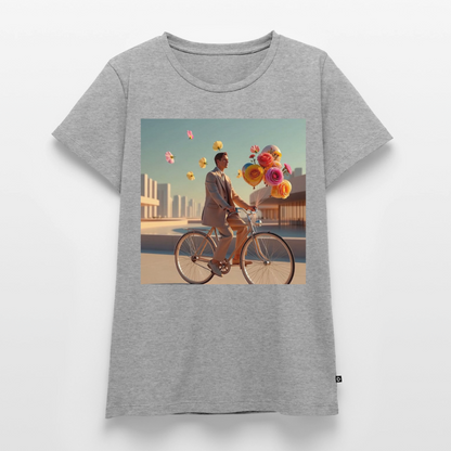 Fahrt ins Ungewisse (mit Blumen) | Frauen Premium T-Shirt - Grau meliert