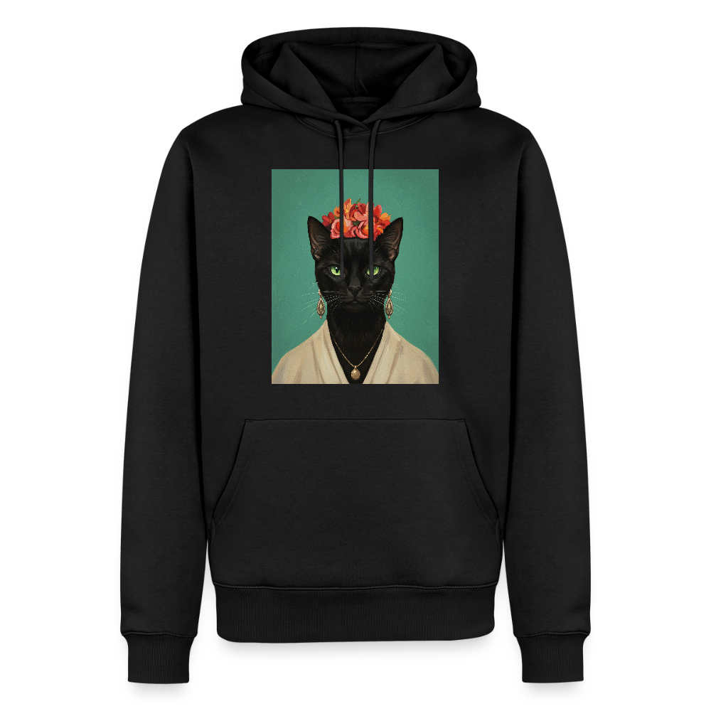 Frida Katze – Künstlerisches Katzenporträt | Premium Herren Hoodie - black