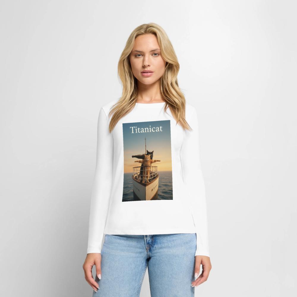 Titanicat – Ich bin der König der Kratzbäume | Frauen Premium Bio Langarmshirt - Weiß