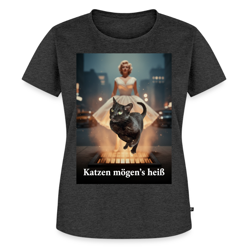 Katzen mögen’s heiß | Frauen Premium T-Shirt - Anthrazit meliert
