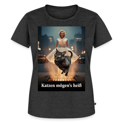 Katzen mögen’s heiß | Frauen Premium T-Shirt - Anthrazit meliert