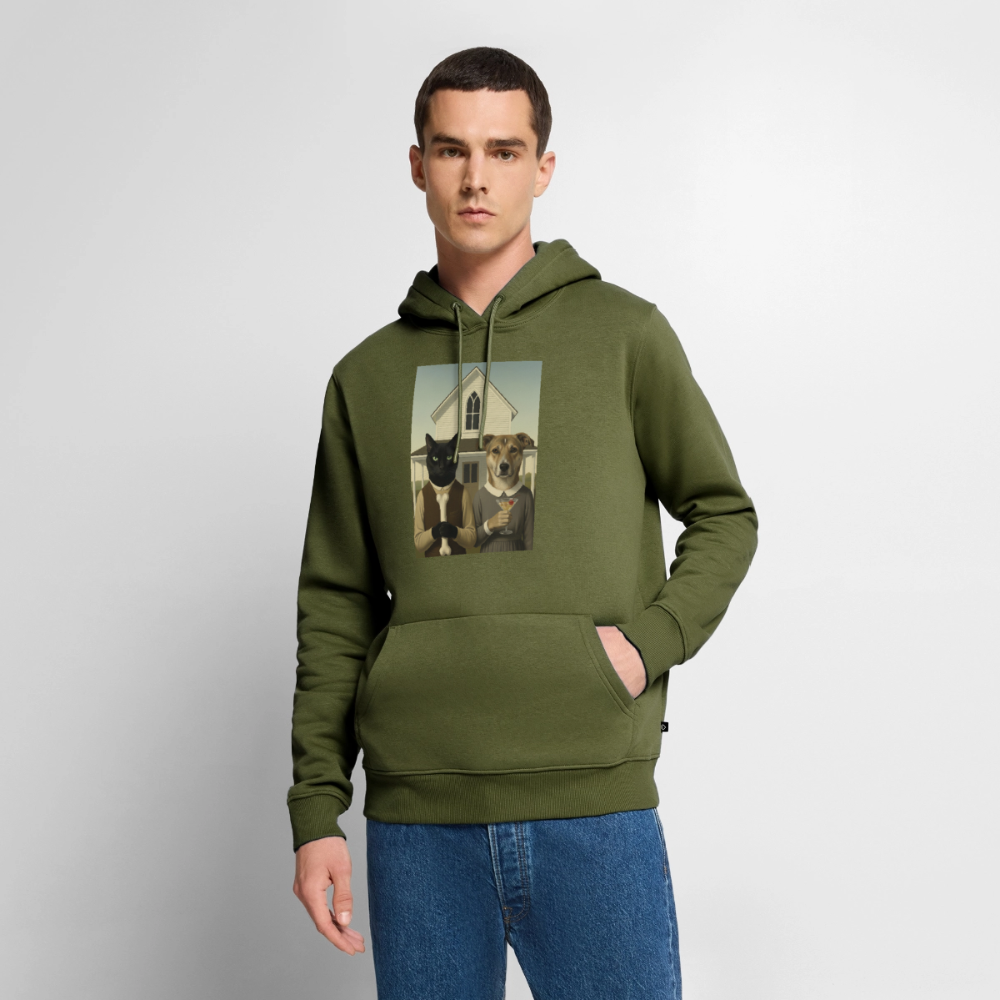American Gothic… aber mit Katze und Hund | Männer Premium Hoodie - Khaki
