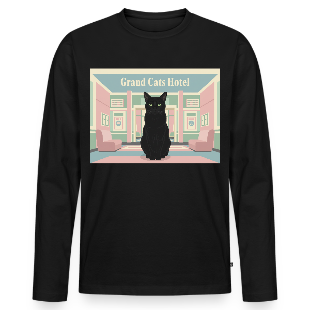 Grand Hotel Krümel | Männer Premium Bio Langarmshirt - Schwarz