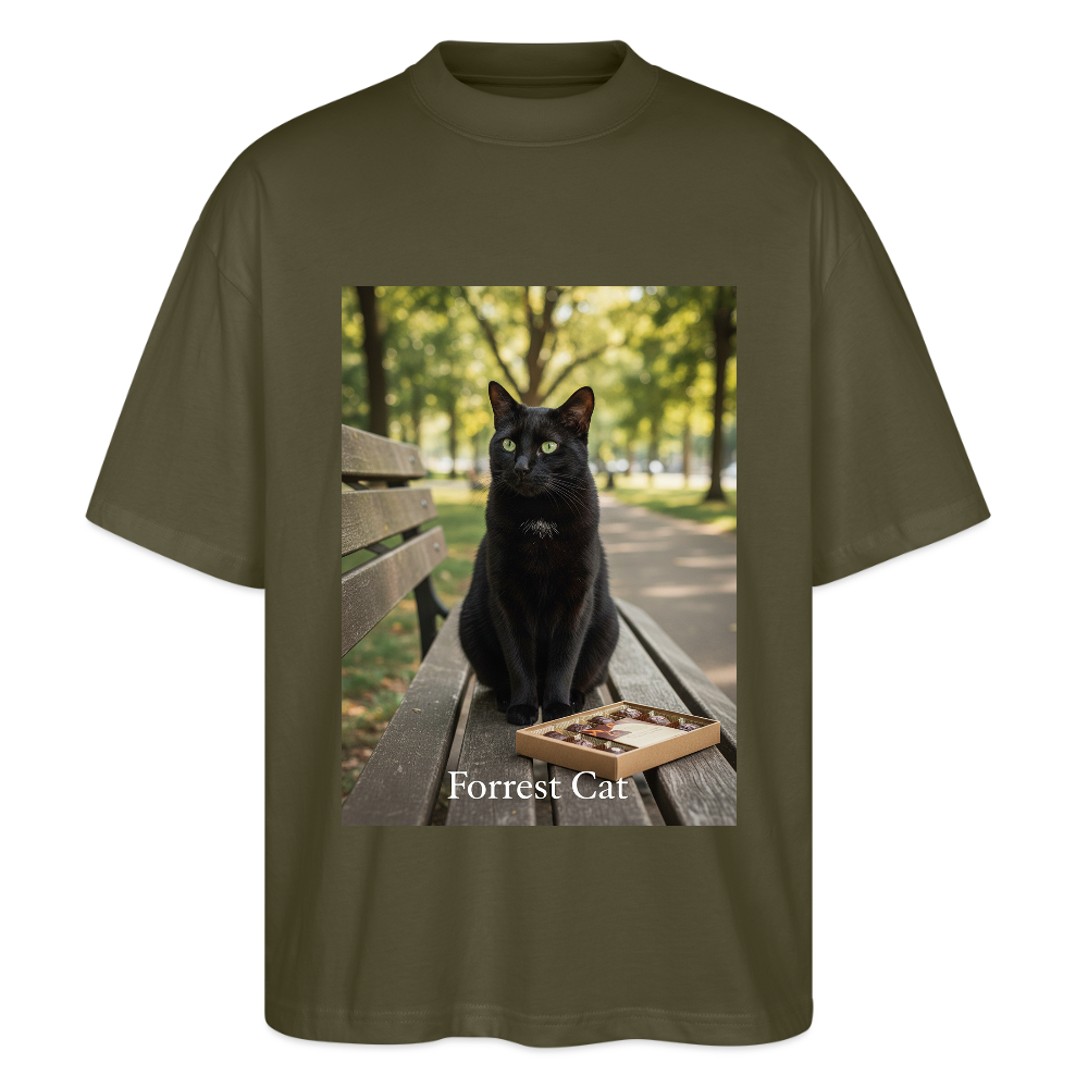 Forrest Cat – Krümel wartet | Stanley/Stella Oversized Unisex Bio T-Shirt Blaster - Khaki