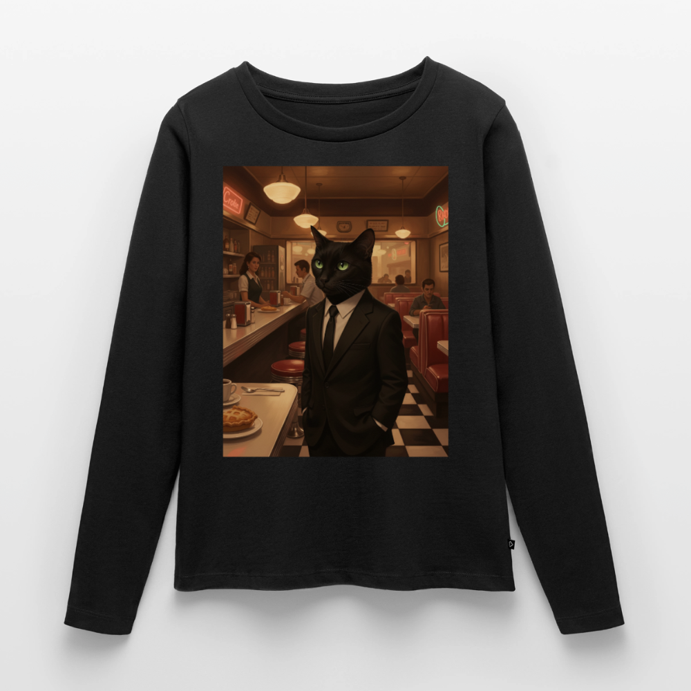 Krümel – Royale mit Pfote | Frauen Premium Bio Langarmshirt - Schwarz