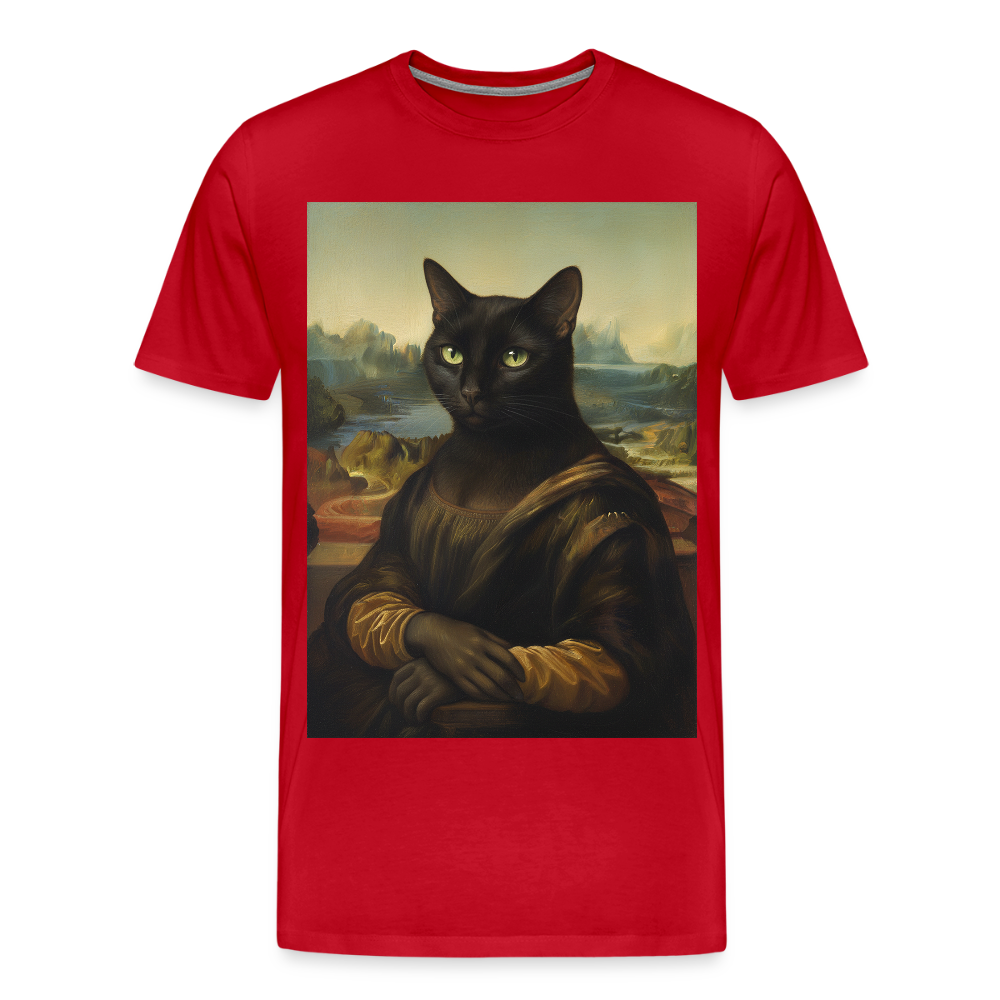Mona Lisa… aber es ist eine Katze | Männer Premium T-Shirt - Rot