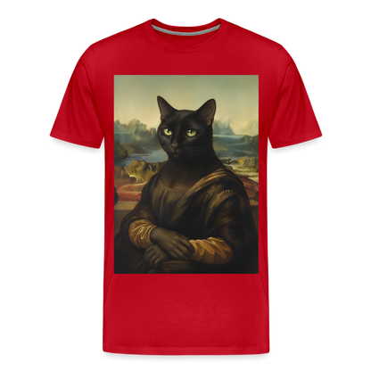 Mona Lisa… aber es ist eine Katze | Männer Premium T-Shirt - Rot