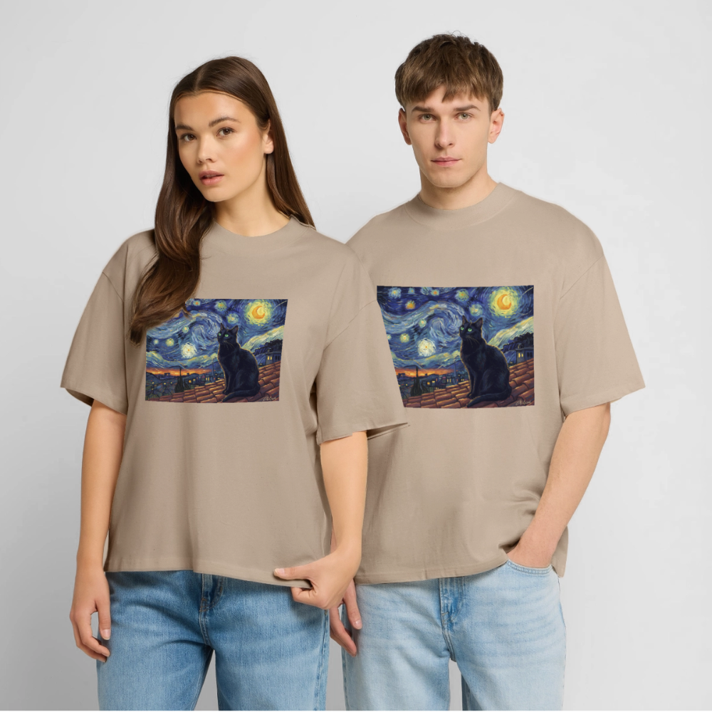 Sternennacht… aber die Katze denkt nach | Stanley/Stella Oversized Unisex Bio T-Shirt Blaster - Steingrau