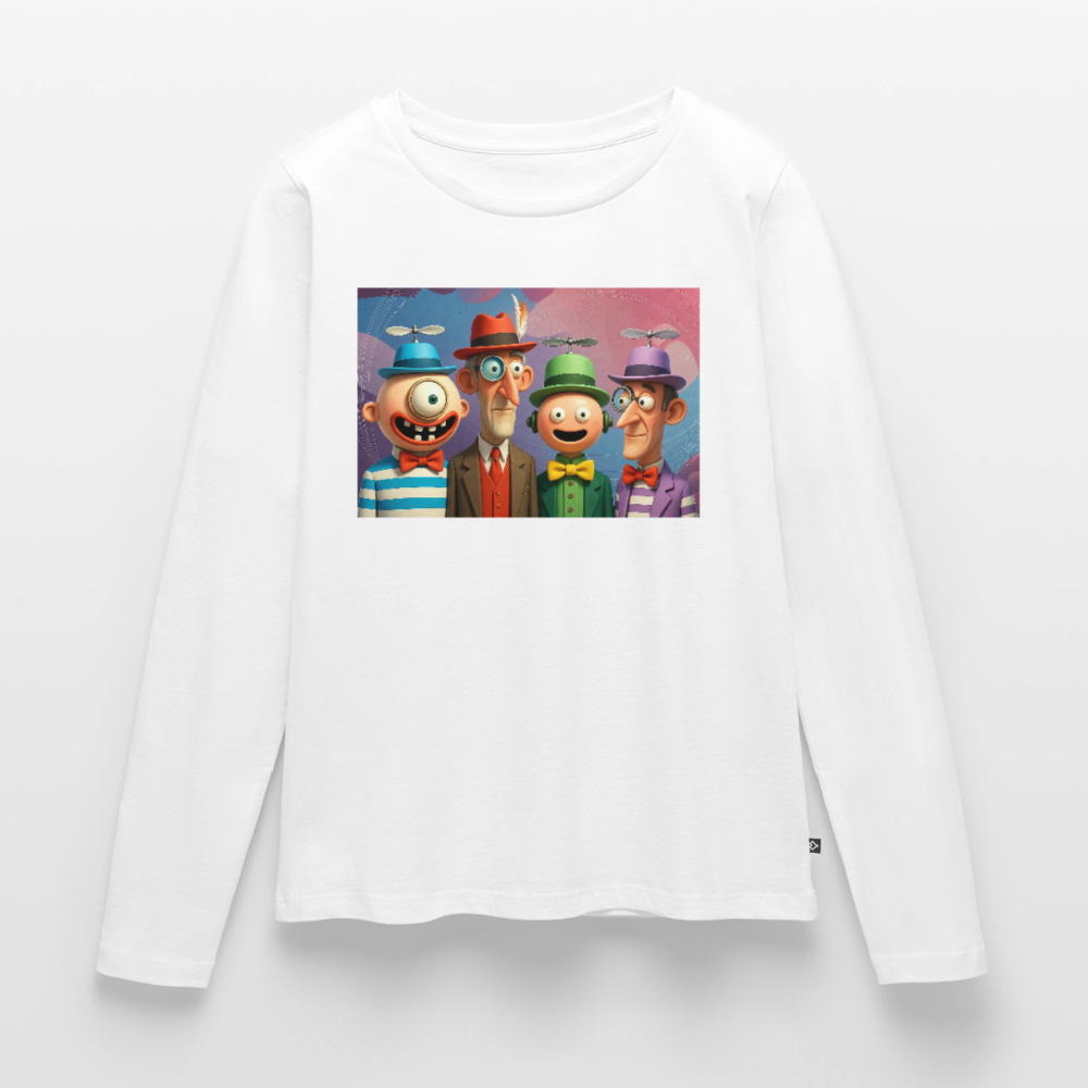 Gedankenkreise auf Hochtouren | Frauen Premium Bio Langarmshirt - Weiß