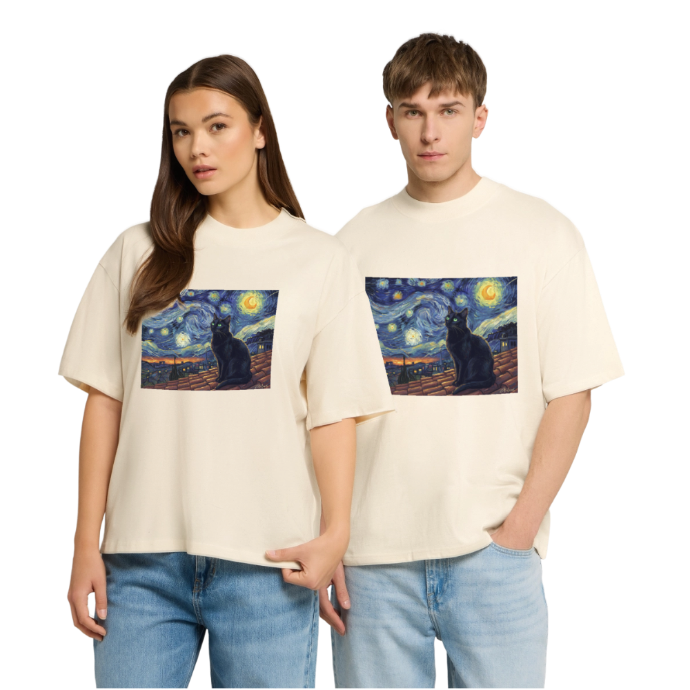 Sternennacht… aber die Katze denkt nach | Stanley/Stella Oversized Unisex Bio T-Shirt Blaster - Natur