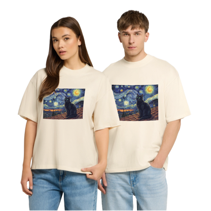 Sternennacht… aber die Katze denkt nach | Stanley/Stella Oversized Unisex Bio T-Shirt Blaster - Natur