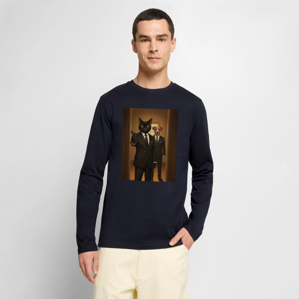 Krümel – Say Meow Again | Männer Premium Bio Langarmshirt - Navy