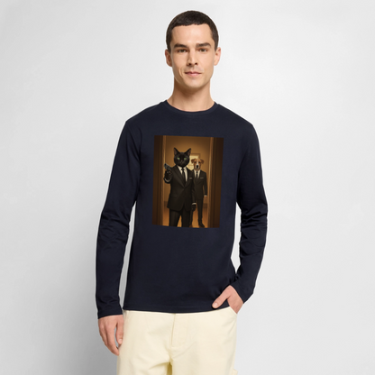 Krümel – Say Meow Again | Männer Premium Bio Langarmshirt - Navy