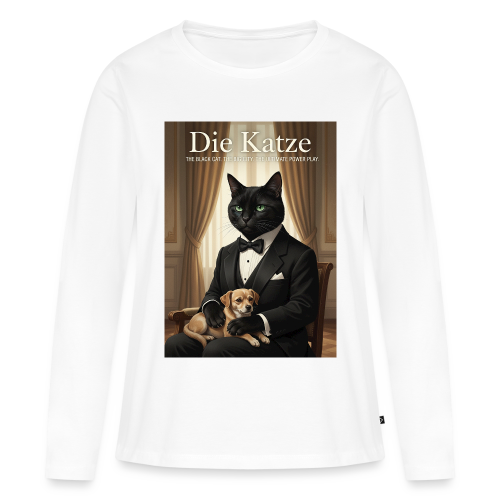 Die Katze – Krümel regelt das | Frauen Premium Bio Langarmshirt - Weiß