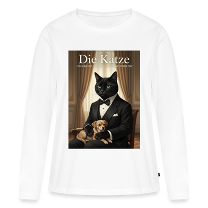 Die Katze – Krümel regelt das | Frauen Premium Bio Langarmshirt - Weiß