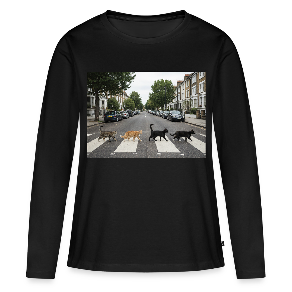 The Purrfect Crossing – Wir waren vor der Band da | Frauen Premium Bio Langarmshirt - Schwarz
