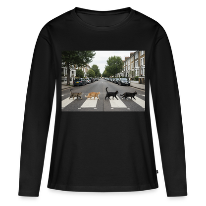 The Purrfect Crossing – Wir waren vor der Band da | Frauen Premium Bio Langarmshirt - Schwarz