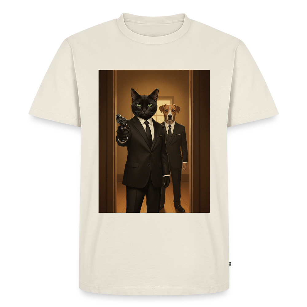 Krümel – Say Meow Again | Männer Premium T-Shirt - Naturweiß