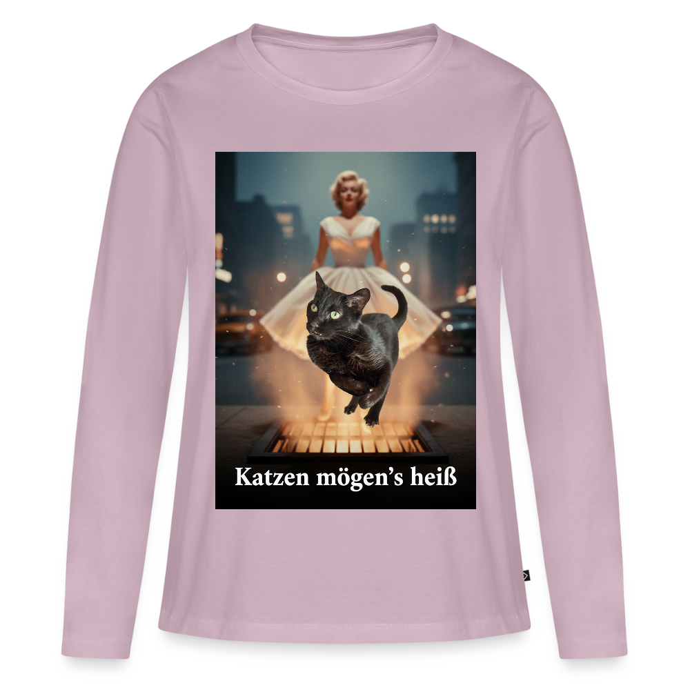 Katzen mögen’s heiß | Frauen Premium Bio Langarmshirt - Altrosa