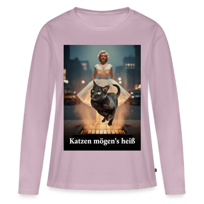 Katzen mögen’s heiß | Frauen Premium Bio Langarmshirt - Altrosa
