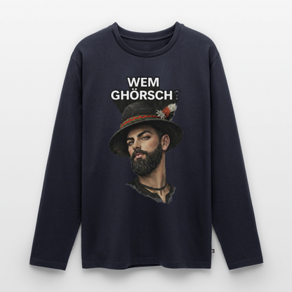 Wem ghörsch? – Alemannische Klärung | Männer Premium Bio Langarmshirt - Navy