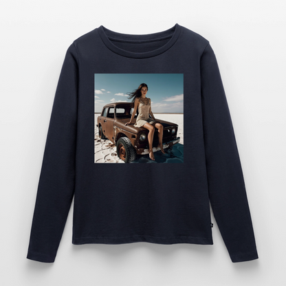 Warten auf irgendwas | Frauen Premium Bio Langarmshirt - Navy