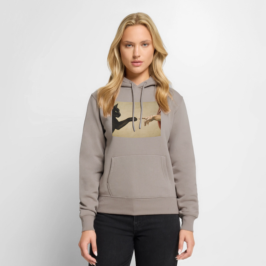 Die Erschaffung Adams… aber die Katze war schneller | Frauen Premium Hoodie - Taupe