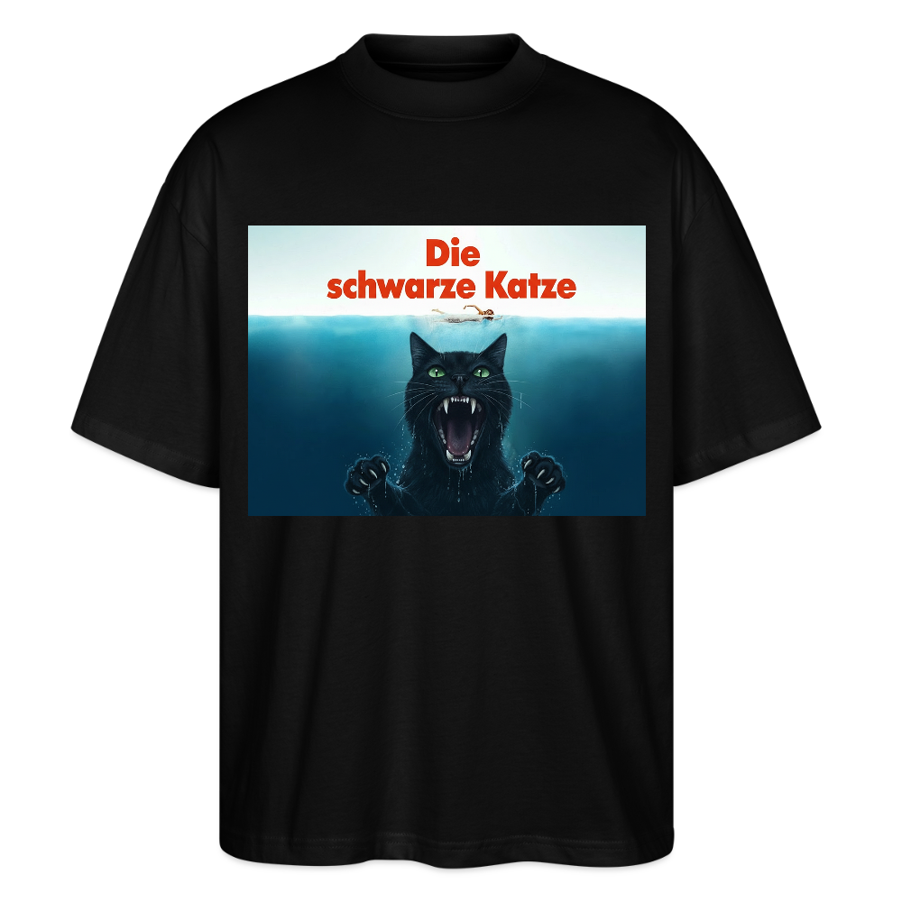 Die schwarze Katze – Krümel taucht auf  | Stanley/Stella Oversized Unisex Bio T-Shirt Blaster - Schwarz