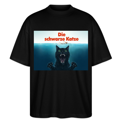 Die schwarze Katze – Krümel taucht auf  | Stanley/Stella Oversized Unisex Bio T-Shirt Blaster - Schwarz