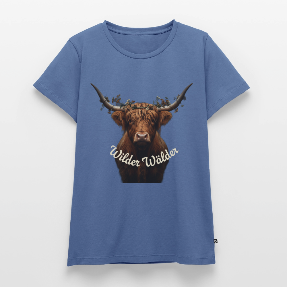 Wilder Wälder – Schwarzwald Highland Rind | Frauen Premium T-Shirt - Taubenblau