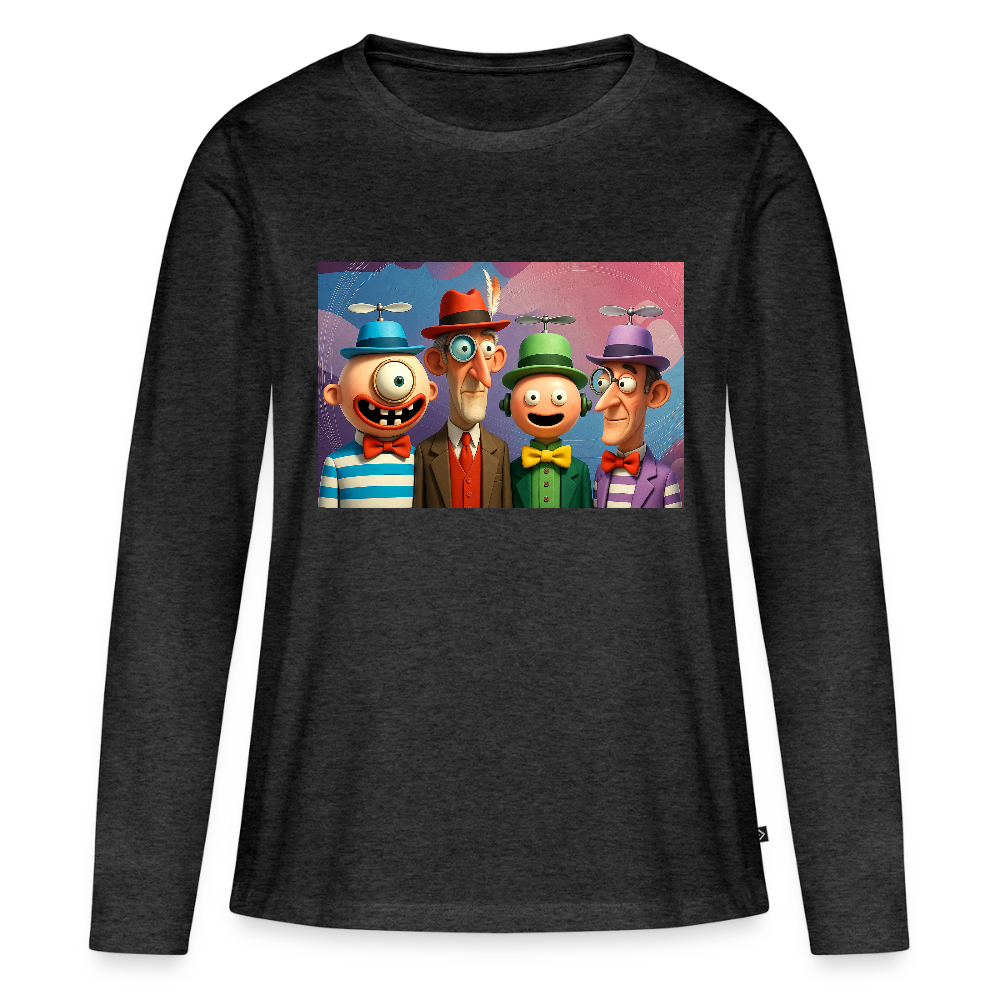 Gedankenkreise auf Hochtouren | Frauen Premium Bio Langarmshirt - Anthrazit meliert