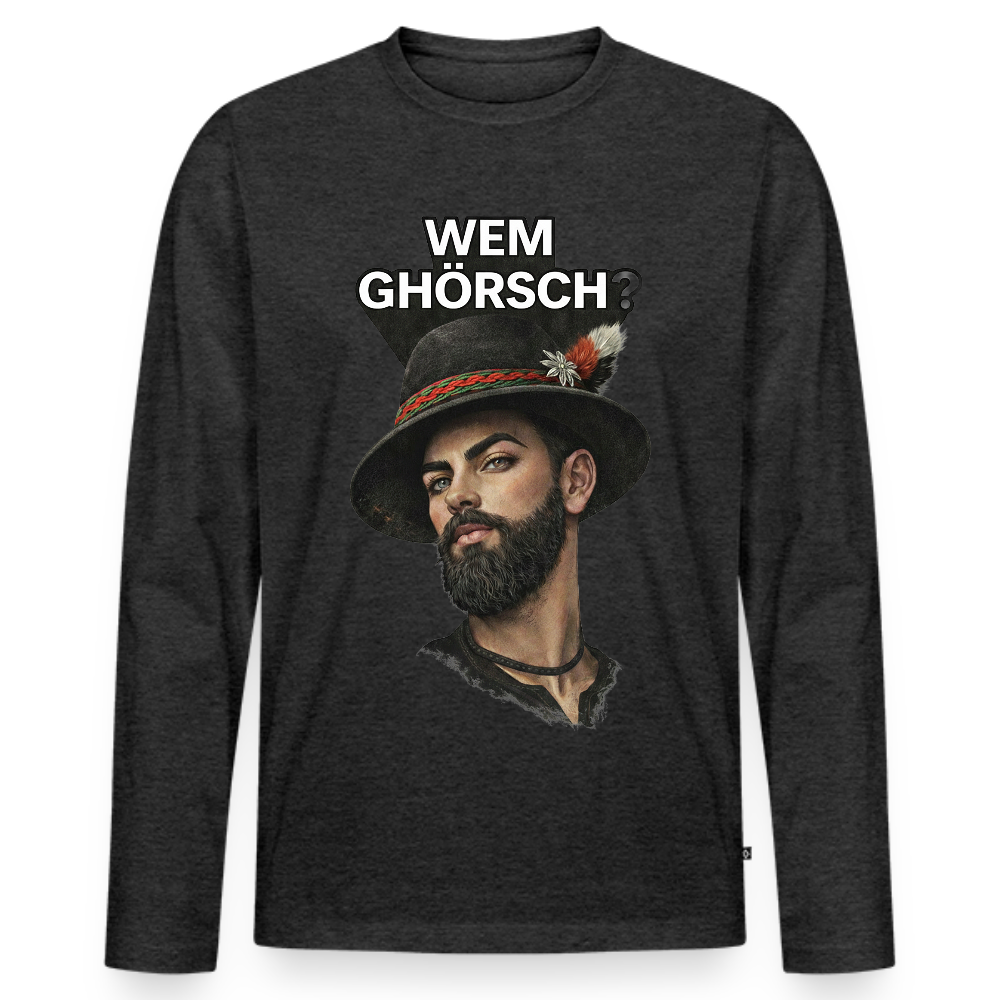 Wem ghörsch? – Alemannische Klärung | Männer Premium Bio Langarmshirt - Anthrazit meliert