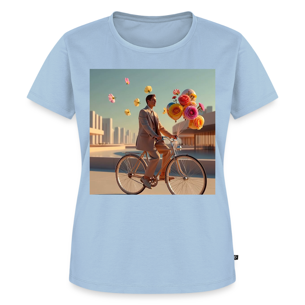 Fahrt ins Ungewisse (mit Blumen) | Frauen Premium T-Shirt - Hellblau