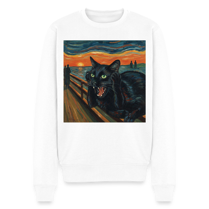Der Schrei… aber die Katze hat’s zuerst gemerkt |  Männer Premium Pullover - Weiß