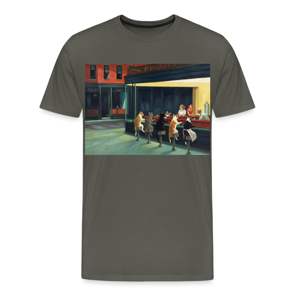 Wenn Hopper Katzen gemalt hätte | Männer Premium T-Shirt - Asphalt