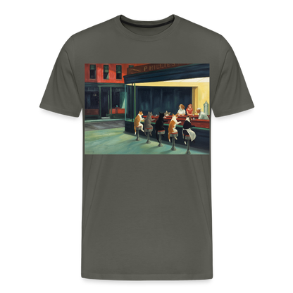 Wenn Hopper Katzen gemalt hätte | Männer Premium T-Shirt - Asphalt