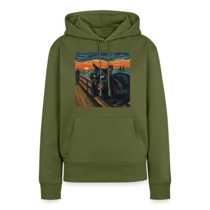 Der Schrei… aber die Katze hat’s zuerst gemerkt | Frauen Premium Hoodie - Khaki