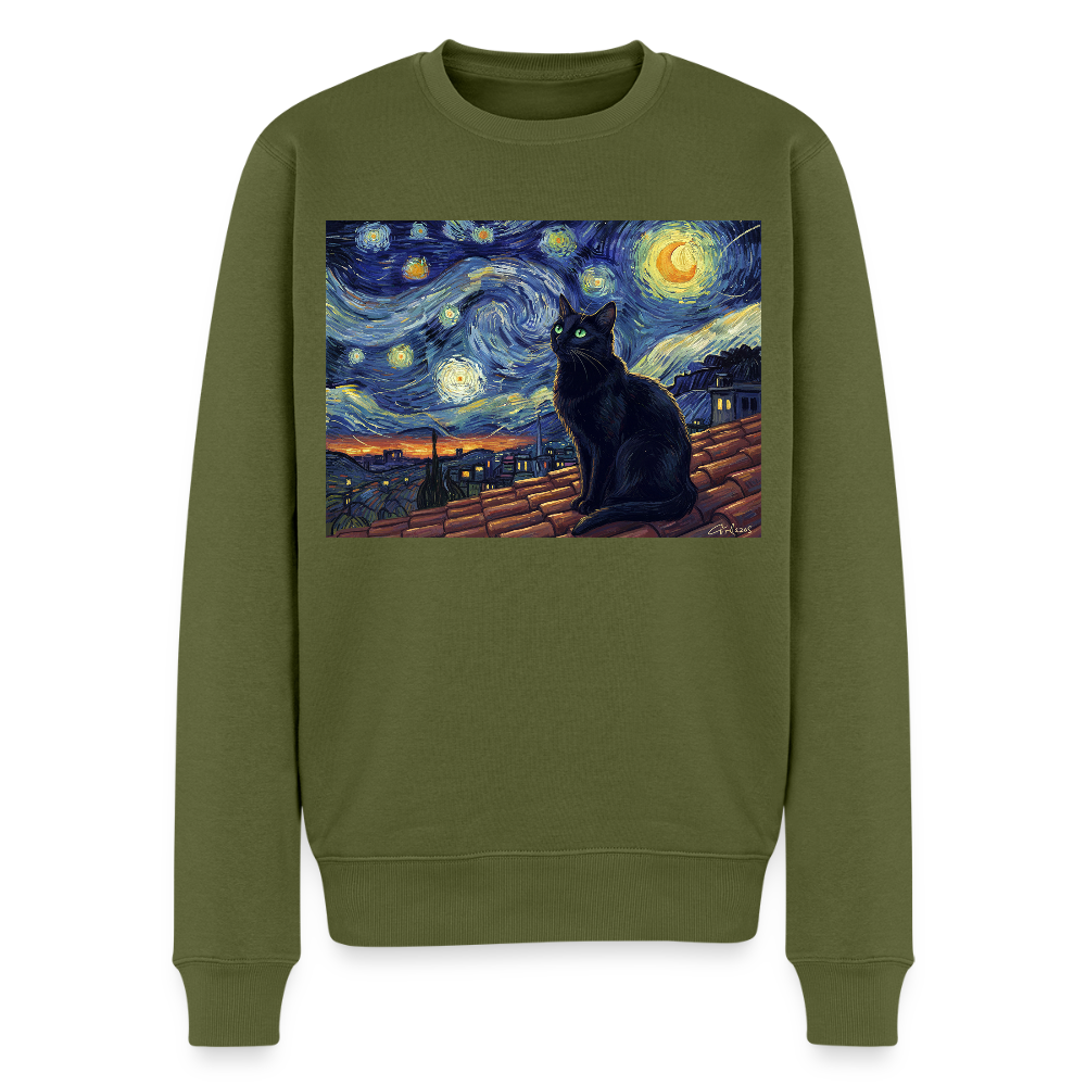 Sternennacht… aber die Katze denkt nach |  Männer Premium Pullover - Khaki